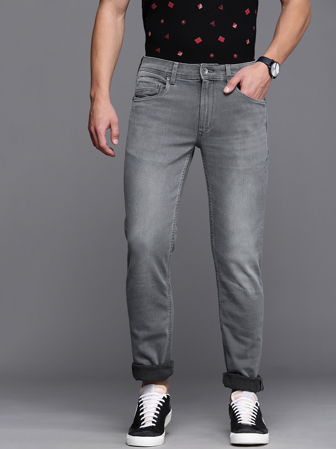 

Louis Philippe Jeans Men Grey Slim Fit Low-Rise Light Fade Stretchable Jeans