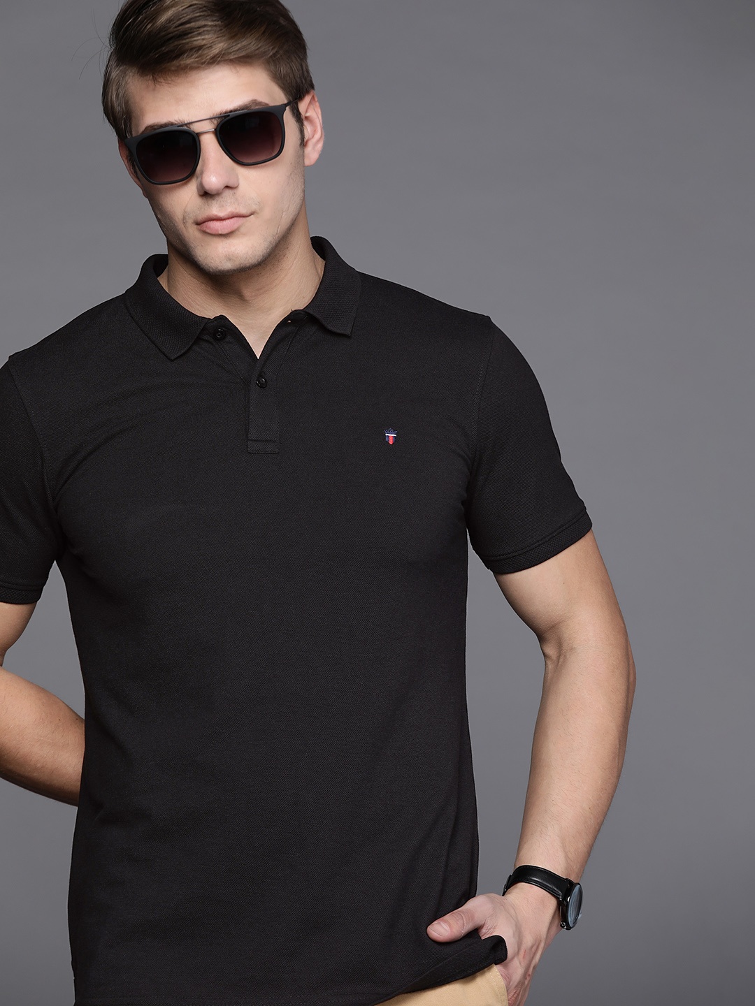 

Louis Philippe Sport Men Black Polo Collar T-shirt