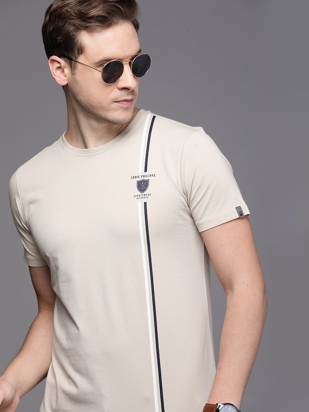 

Louis Philippe Sport Men Beige Slim Fit T-shirt