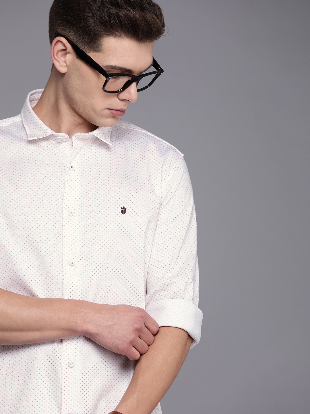 

Louis Philippe Sport Men White Super Slim Fit Printed Casual Shirt