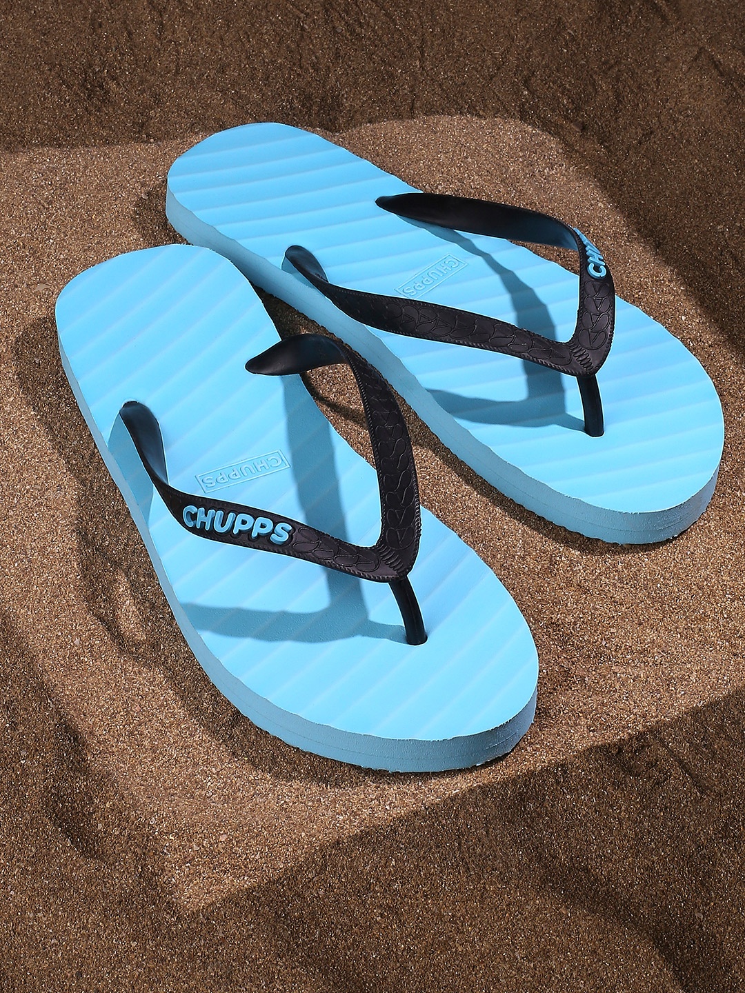 

CHUPPS Men Blue Banana Leaf Natural Rubber Sustainable Thong Flip-Flops