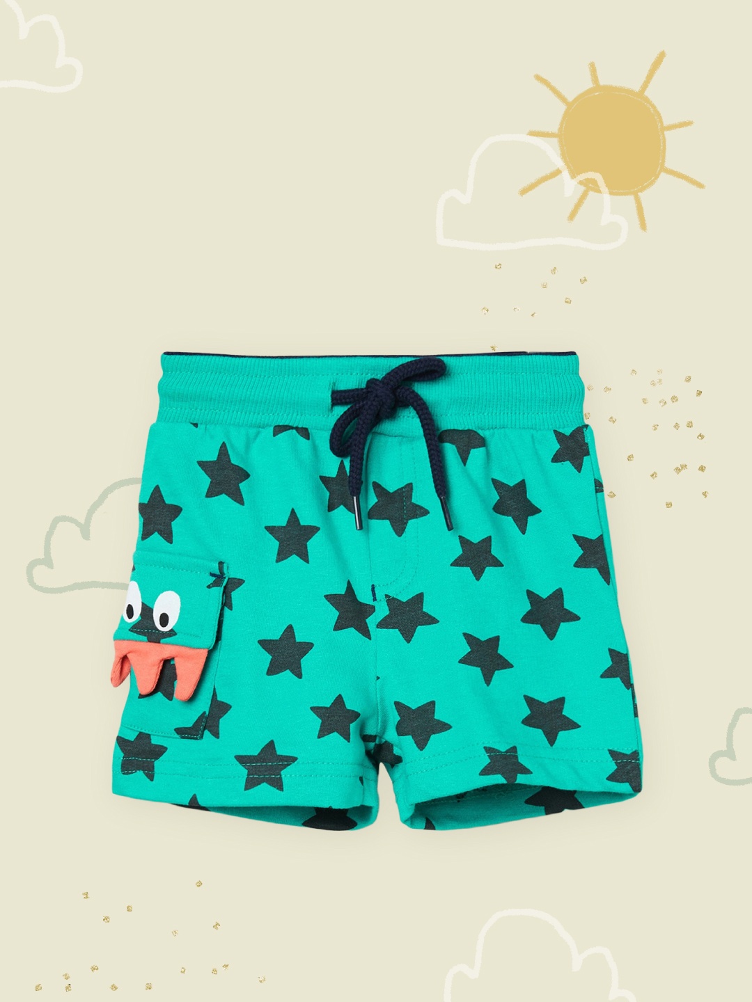 

max Boys Green Conversational Printed Shorts