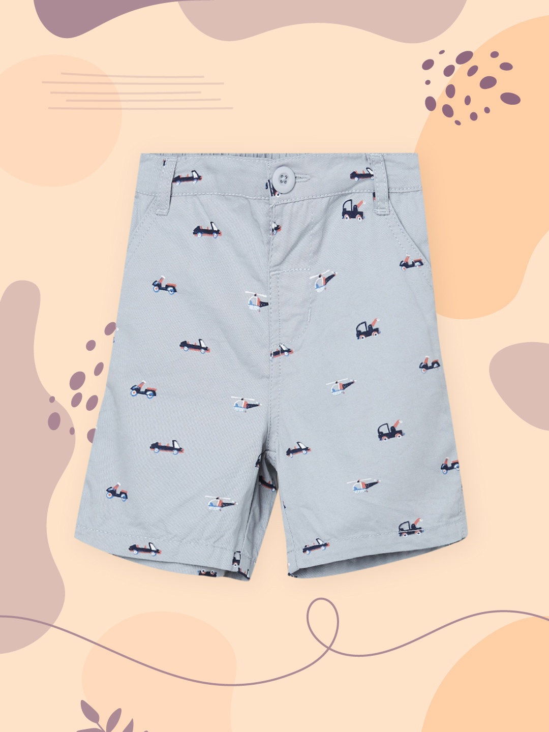 

max Boys Grey Printed Shorts