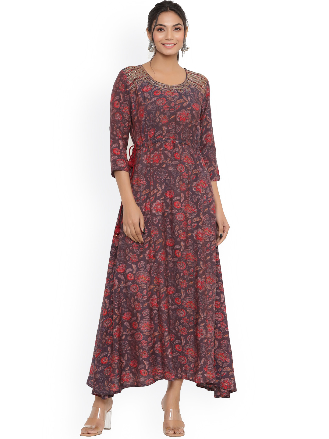 

DIVYANK Women Magenta Ethnic Motifs Printed Anarkali Kurta