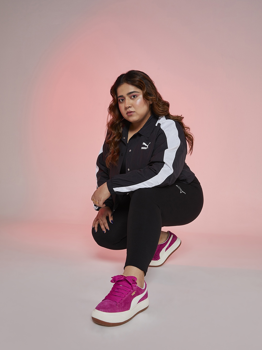 Puma WOmen's Black Brand Logo Printed High Rise Leggings