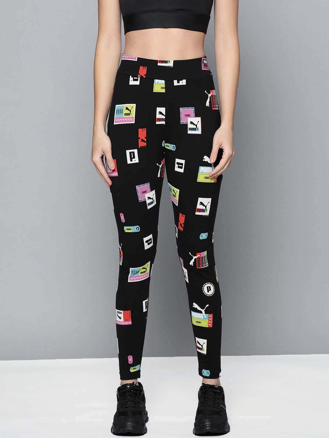

Puma Women's Black & Multi Graphical Printed High Rise Leggings