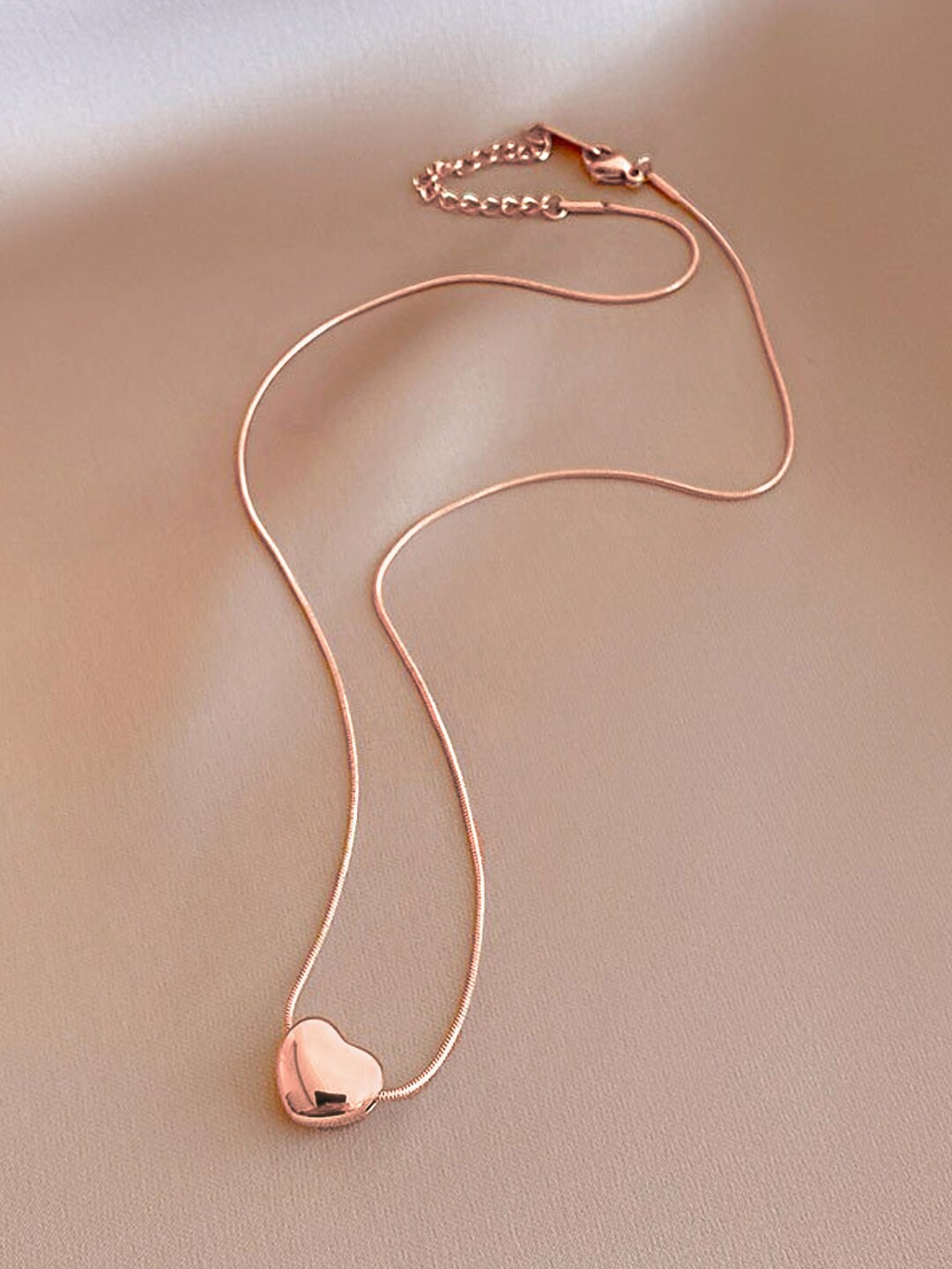 

Yellow Chimes Rose Gold Plated Statement Style Heart Charm Pendant With Chain