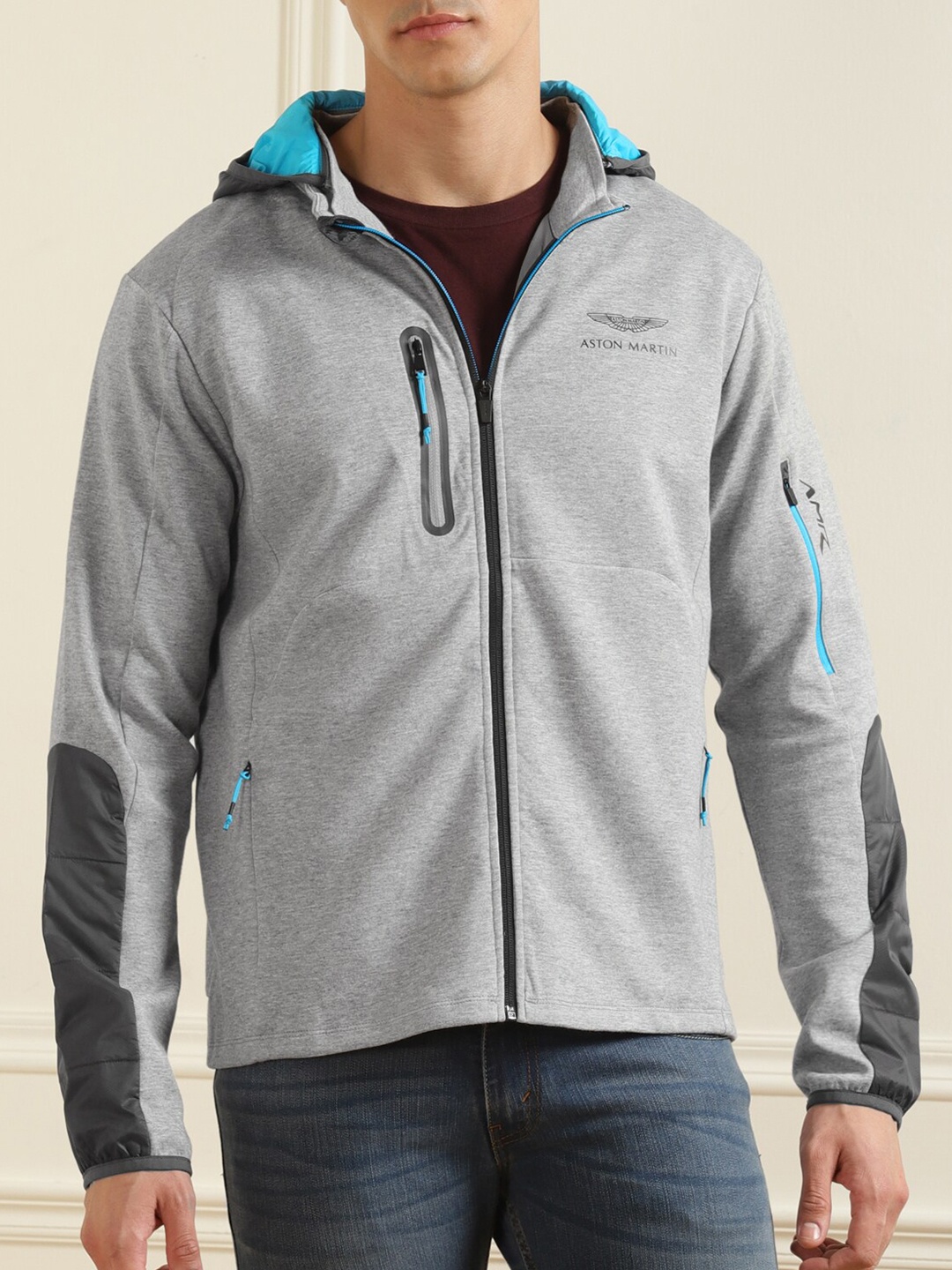 

HACKETT LONDON Men Grey Melange Printed Sweatshirt