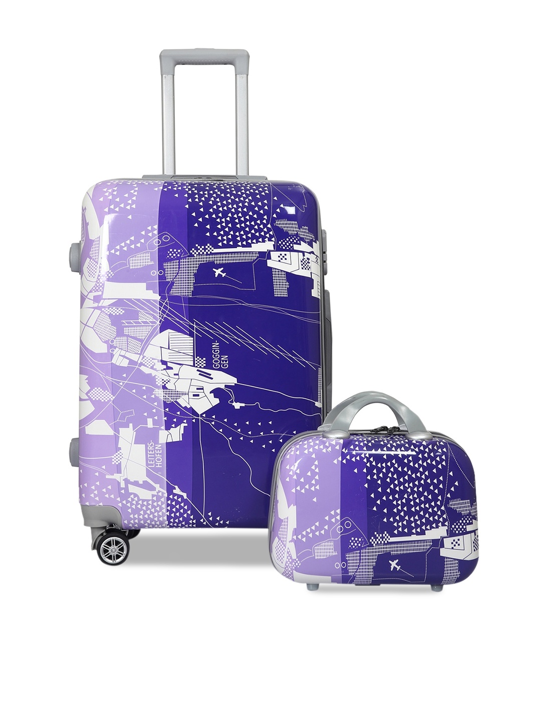 

Polo Class Set Of 2 White & Purple Hard-Sided Trolley Suitcase & Vanity Bag