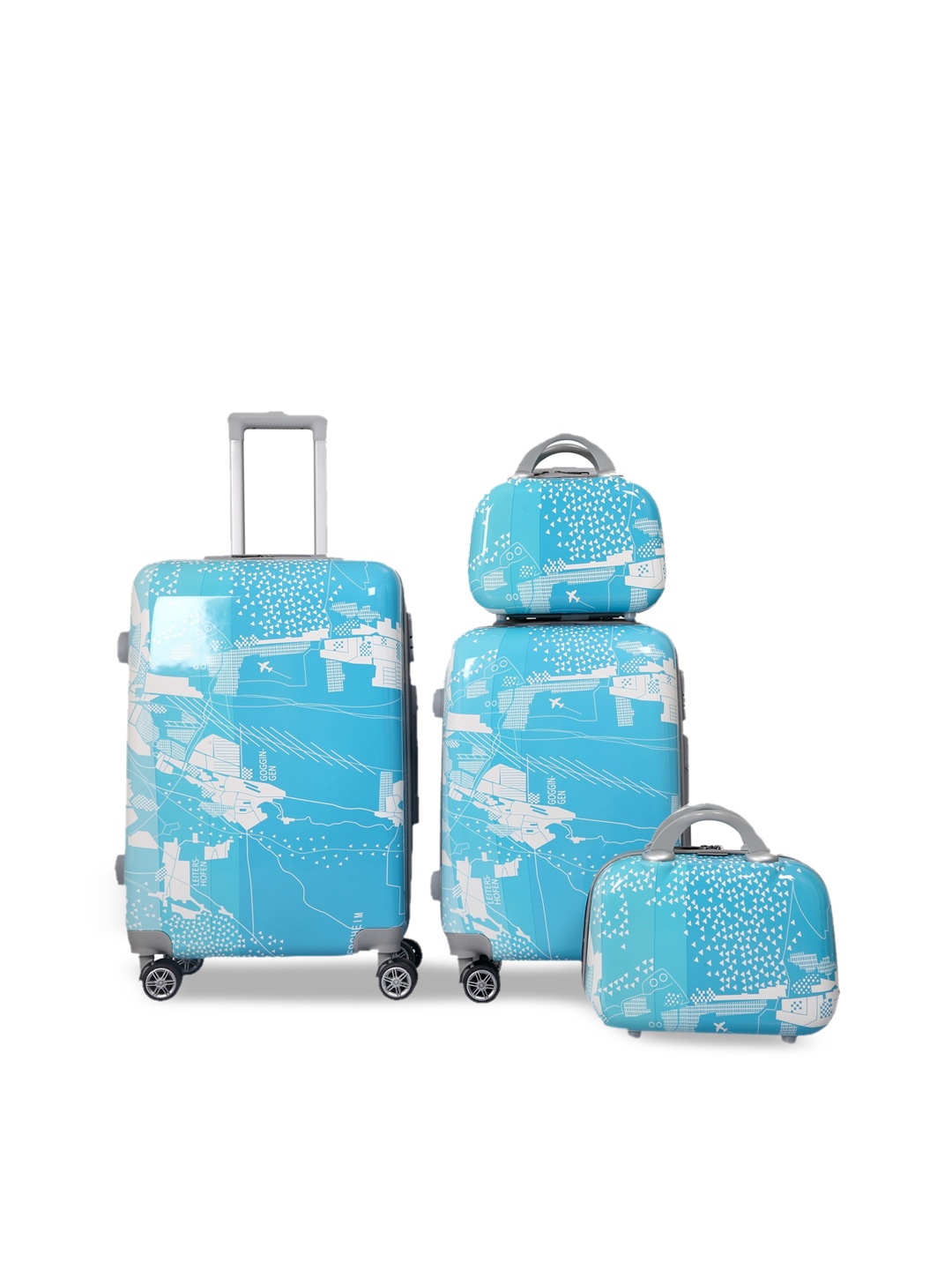 

Polo Class Set of 4 Hard-Sided Trolley Suitcases & Vanity Bags, Blue