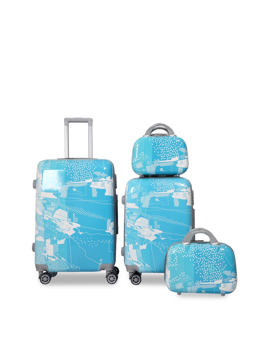 

Polo Class Set Of 4 Hard-Sided Trolley Suitcases & Vanity Bags, Blue