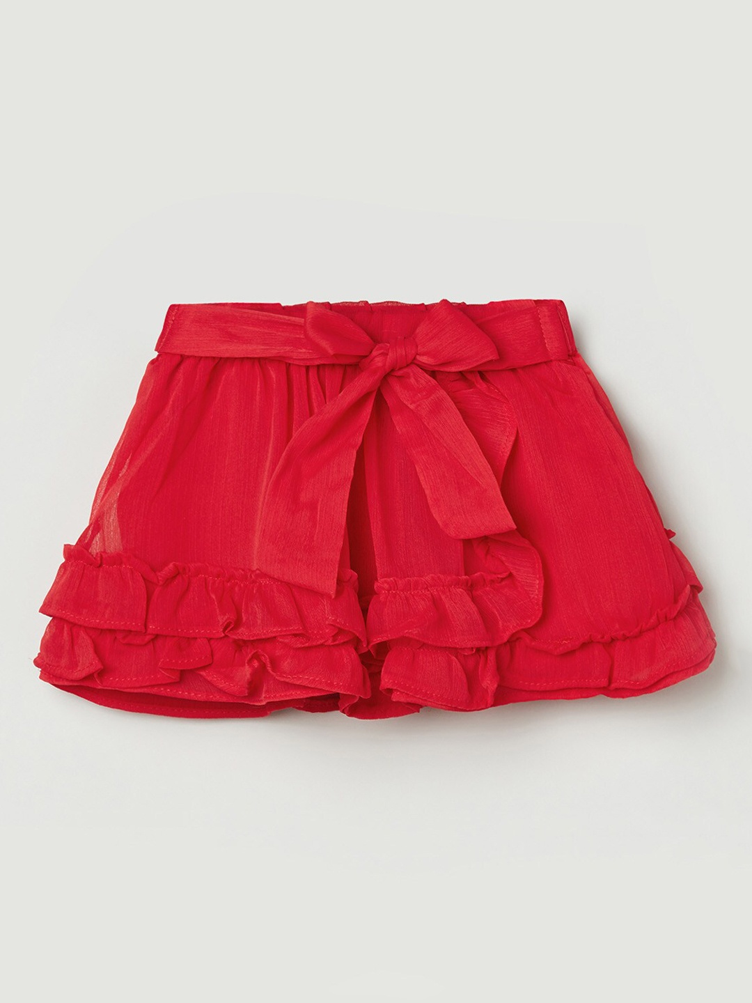 

max Girls Red Solid Pure Cotton A-Line Mini Skirt