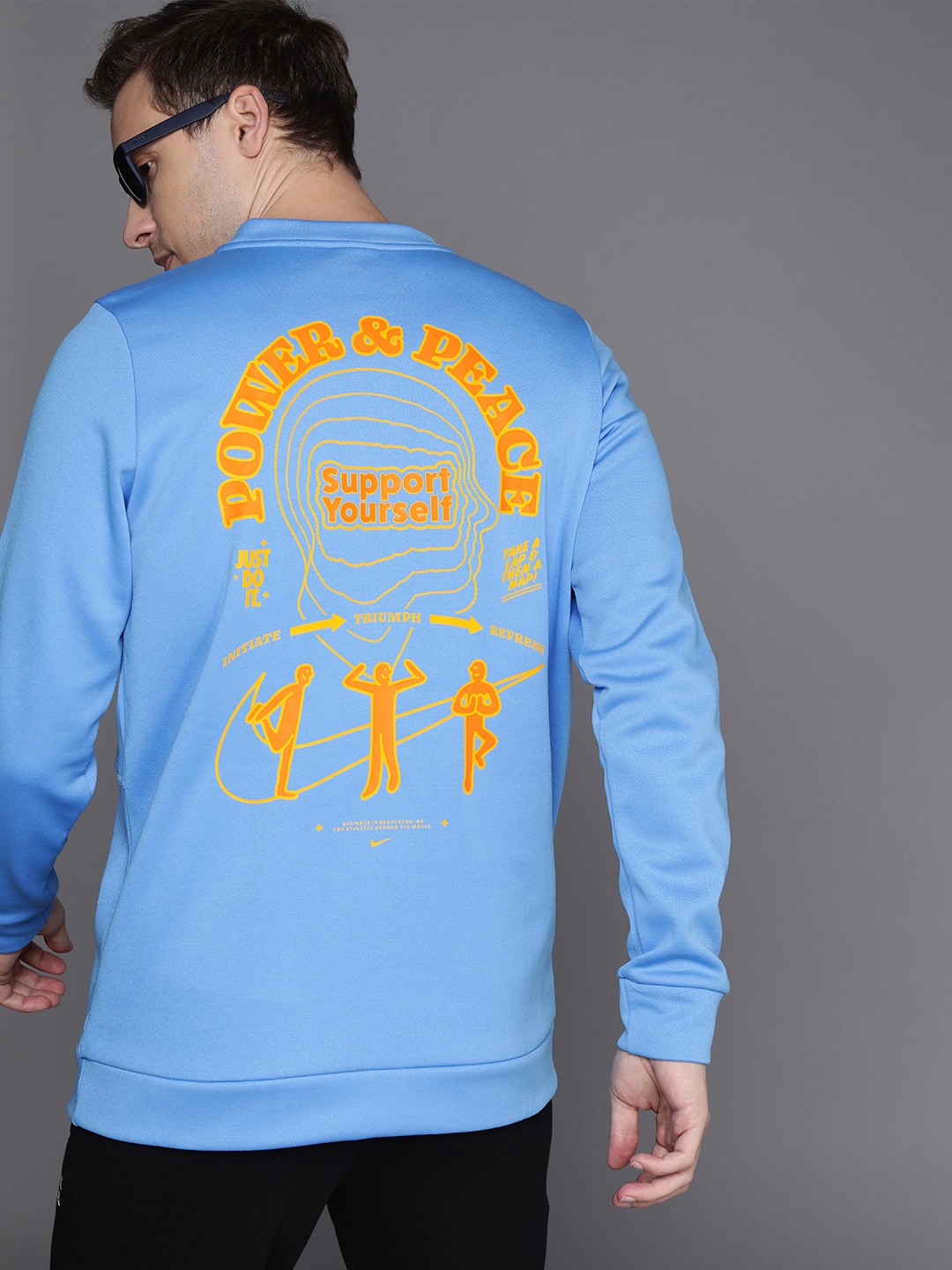 

Nike Men Blue & Orange Typography Printed Round Neck Sweatshirts