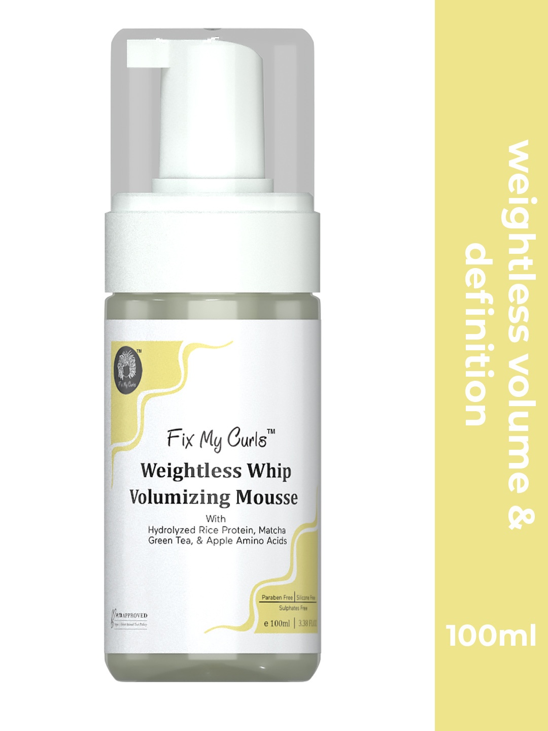 

Fix My Curls Weightless Whip Vegan Wavy and Curly Hair Volumizing Mousse 100 ml, White