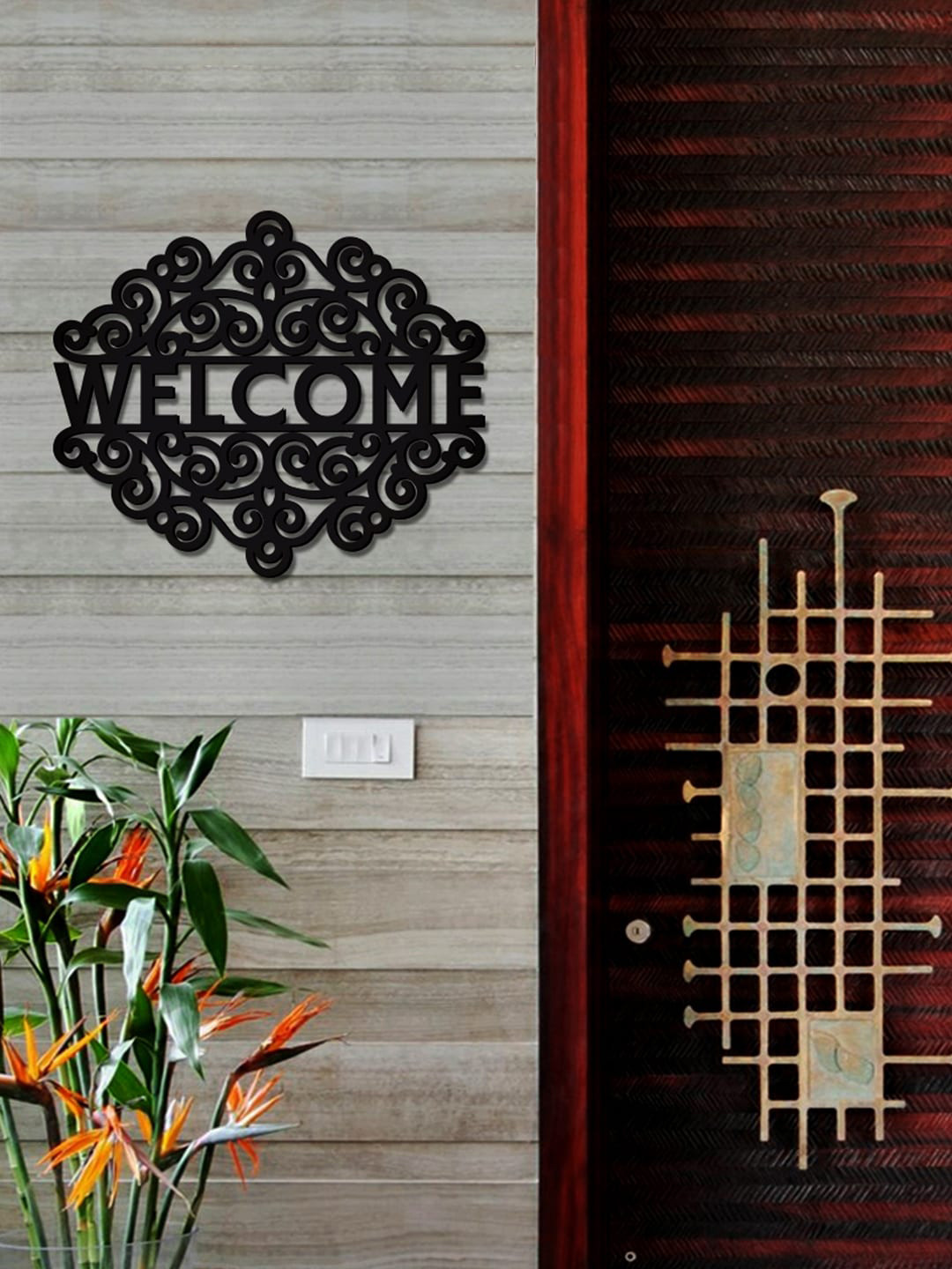 

WALLMANTRA Black Patterned Wall Decor