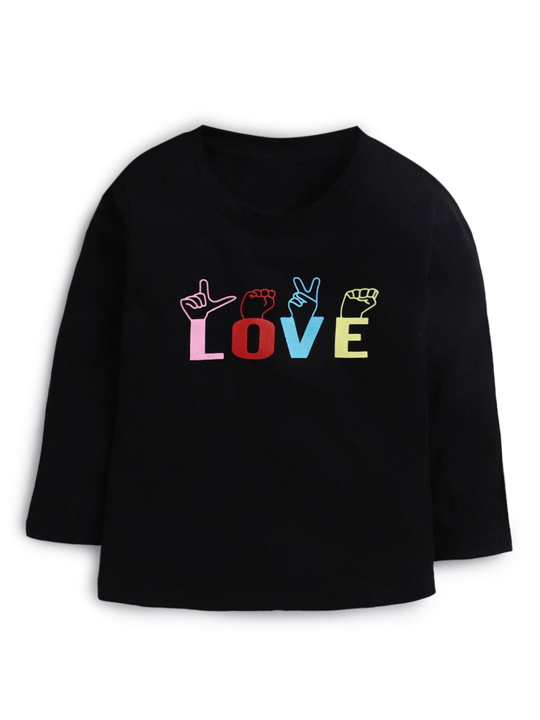 

Hopscotch Girls Black Printed T-shirt