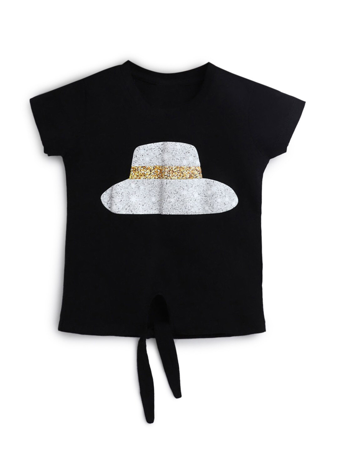 

Hopscotch Girls Black & White Printed Pure Cotton T-shirt