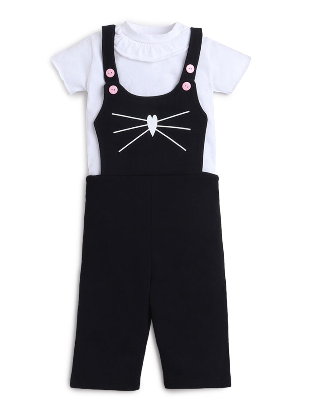 

Hopscotch Girls White & Black Top with Dungaree