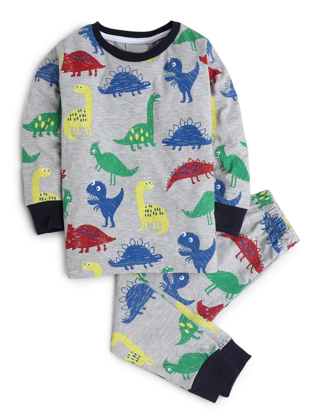 

Hopscotch Boys Grey Dinosaur Printed Night suit