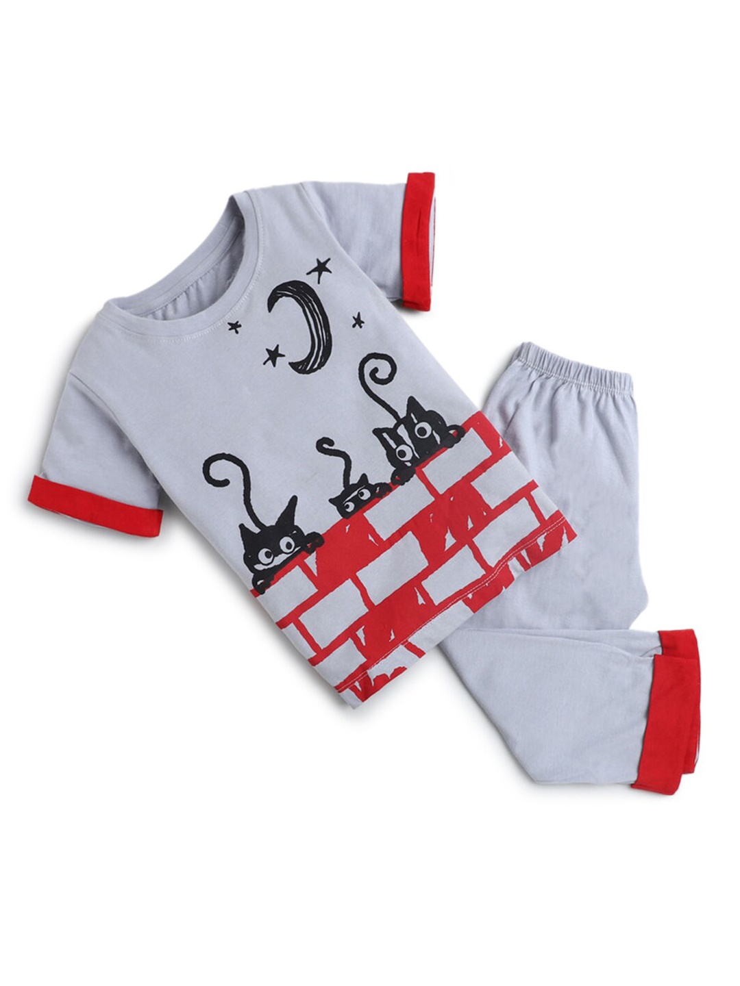 

Hopscotch Boys Grey & Red Printed Top with Pyjamas
