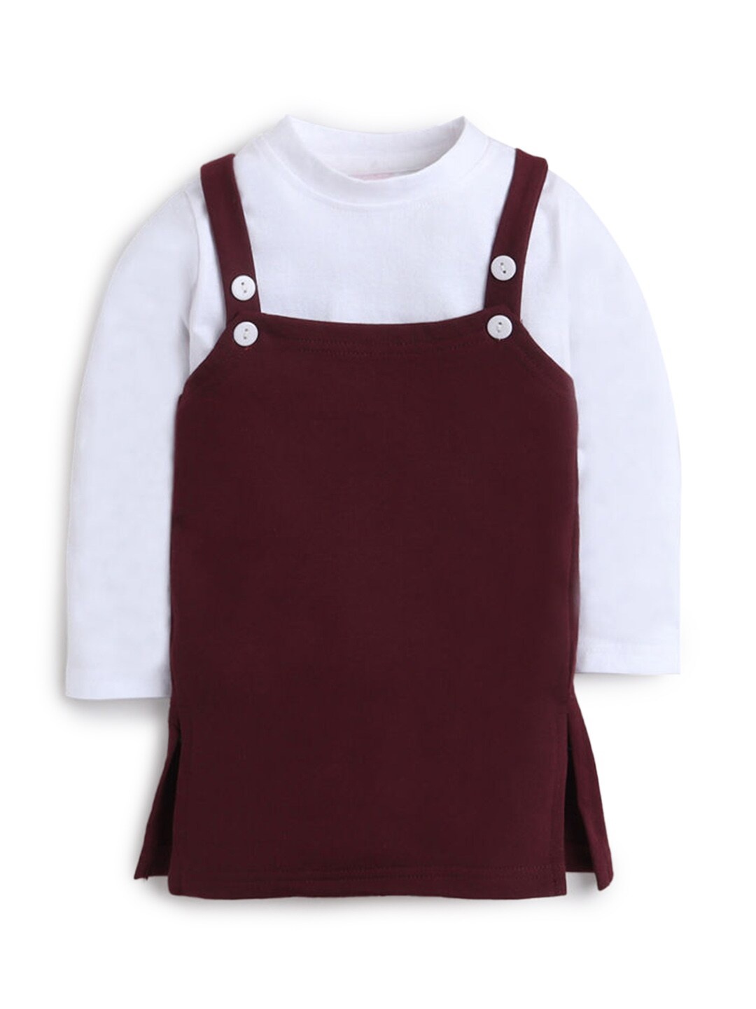 

Hopscotch Girls White & Maroon Top with Dungaree