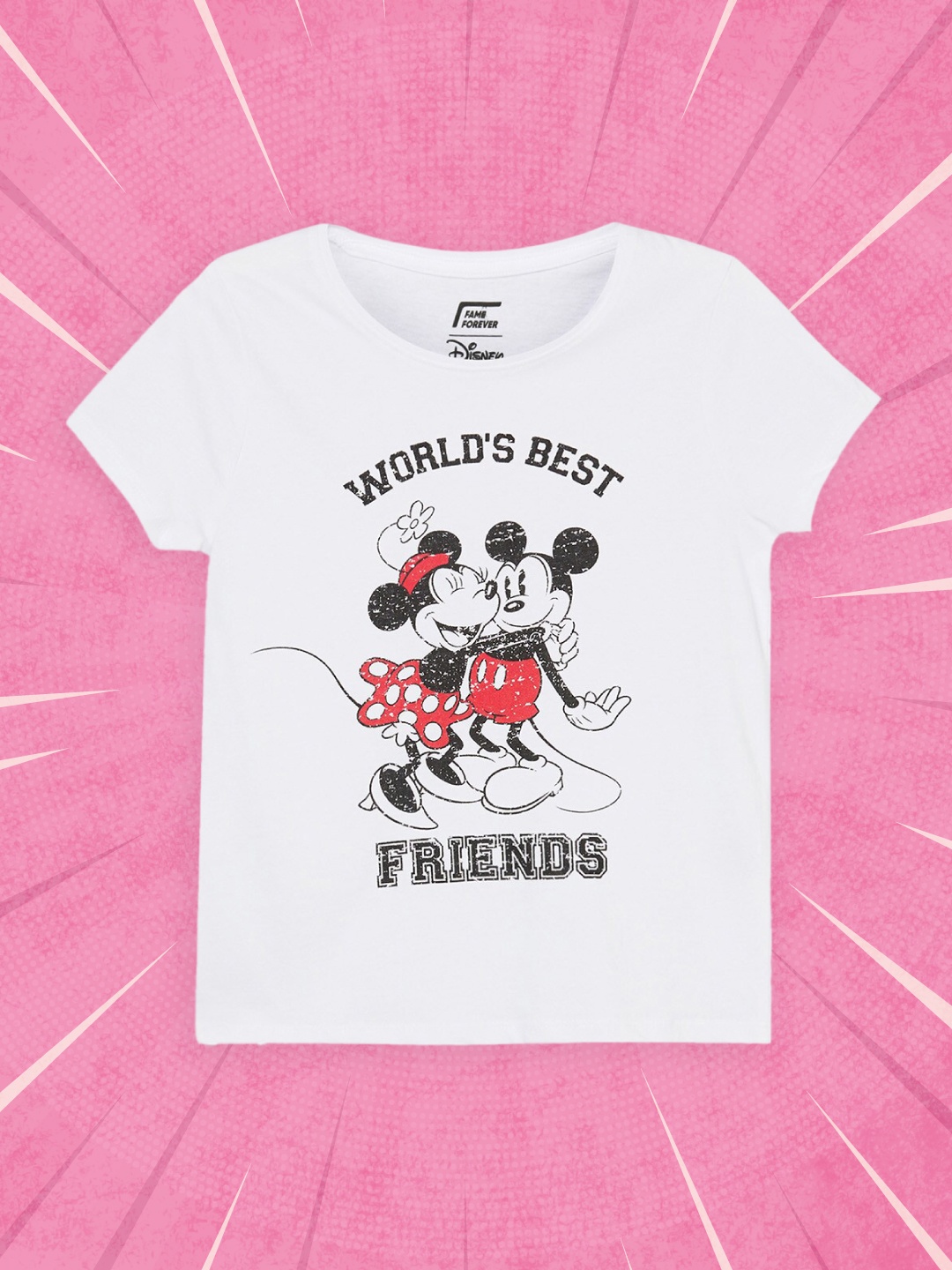 

Fame Forever by Lifestyle Girls White Mickey & Minnie Print Top
