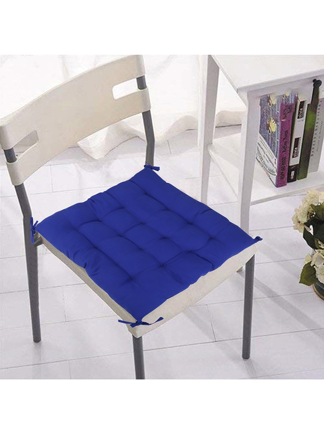 

Clasiko Blue Solid Cotton Chairpad