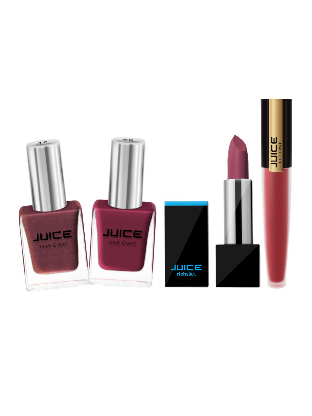 

JUICE Set of Lipstick - Liptint & 2 One Coat Nail Paint, Brown