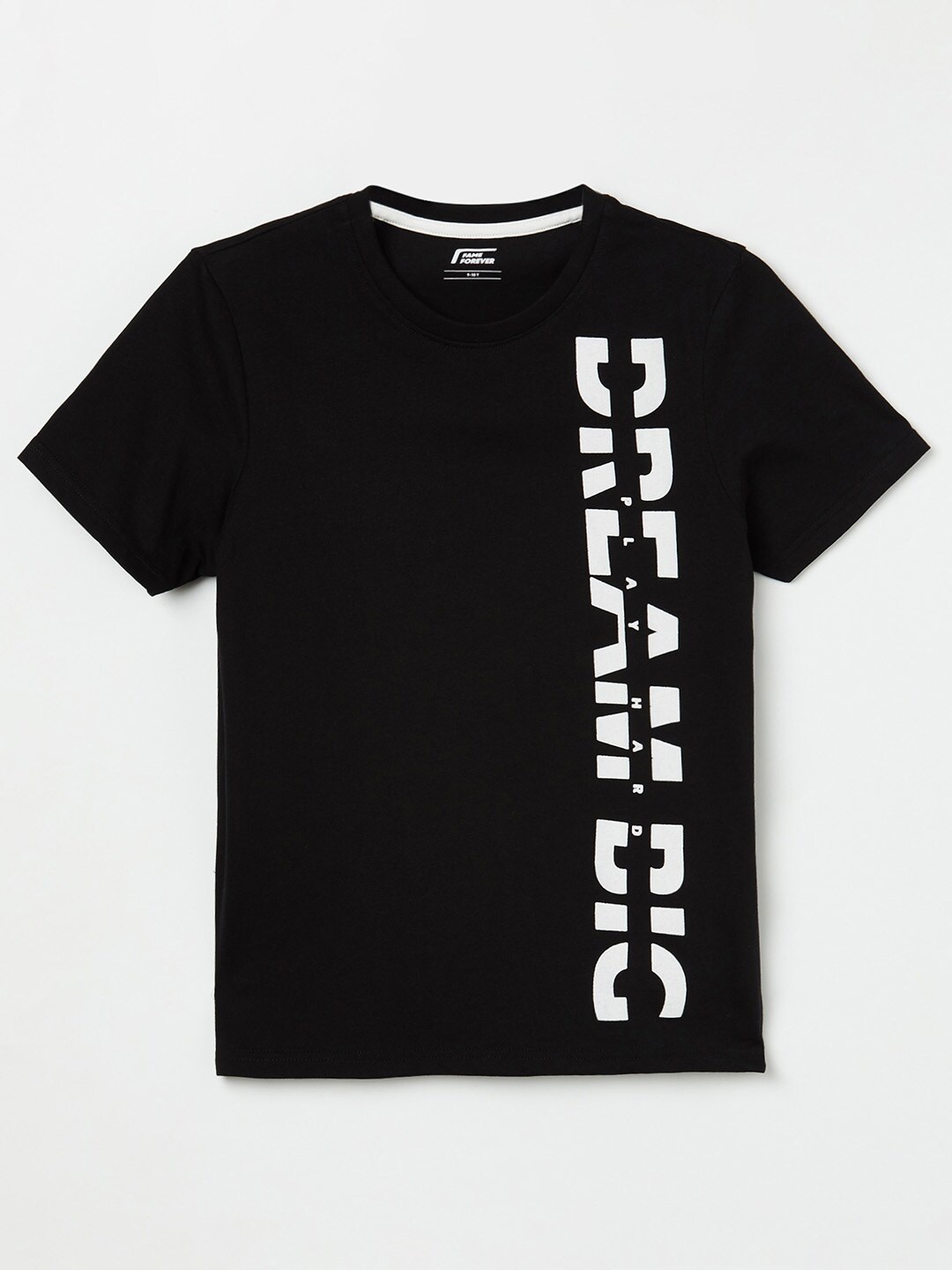 

Fame Forever by Lifestyle Boys Black Typography Printed T-shirt