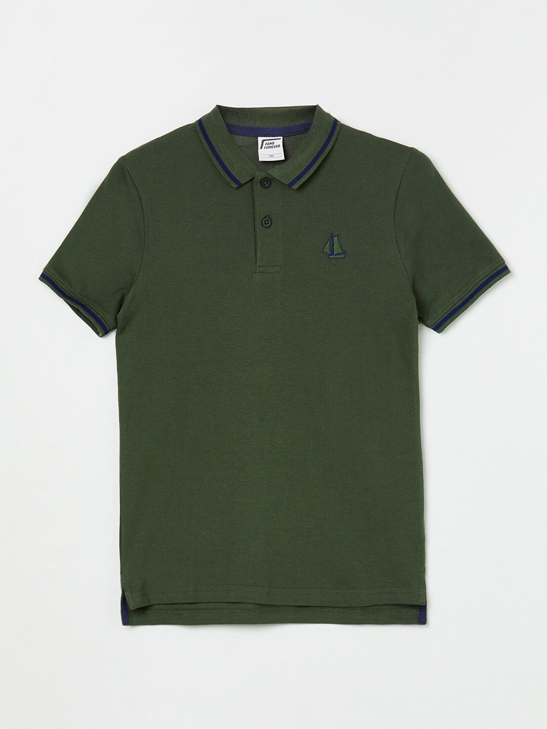 

Fame Forever by Lifestyle Boys Olive Green Polo Collar T-shirt
