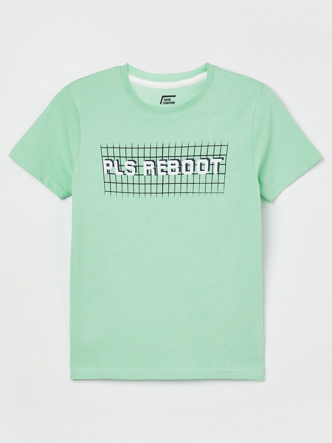 

Fame Forever by Lifestyle Boys Green Typography Printed T-shirt