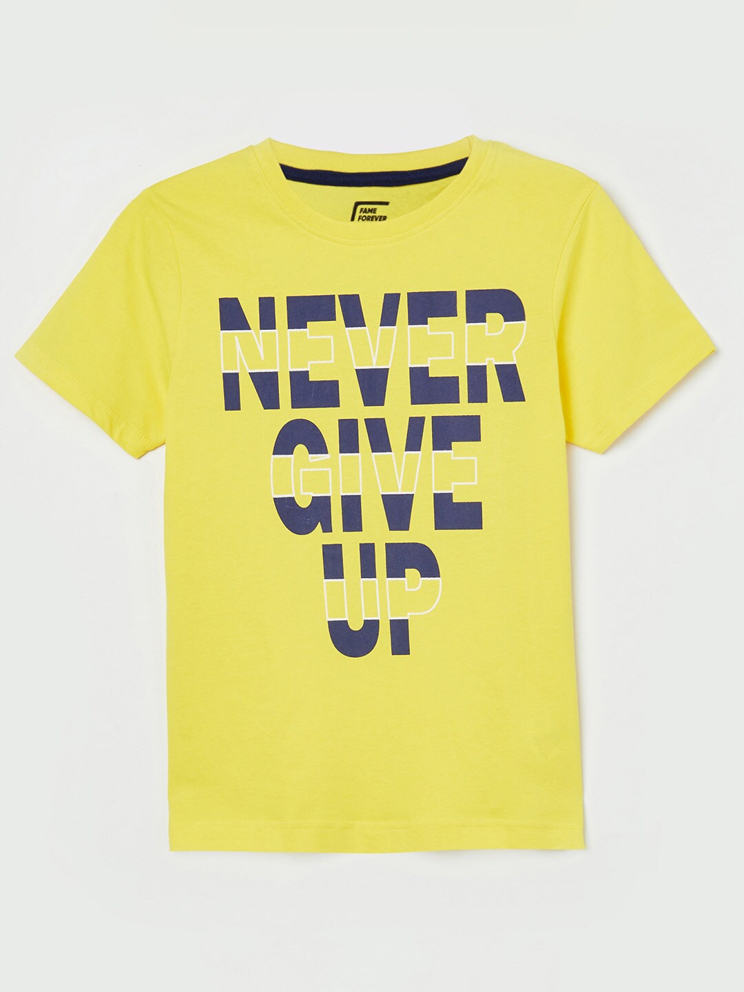 

Fame Forever by Lifestyle Boys Yellow Typography Printed Cotton T-shirt