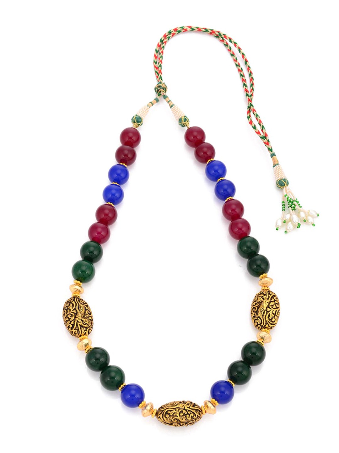 

Tistabene Gold-Plated Blue & Red Beaded Antique Jewellery Set