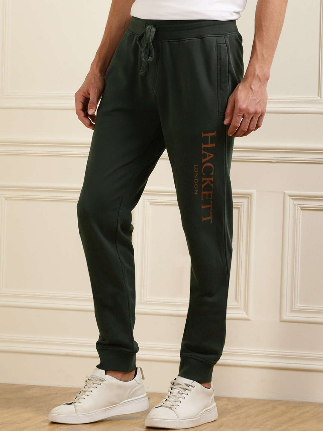 

HACKETT LONDON Men Green Solid Pure Baumwolle Joggers