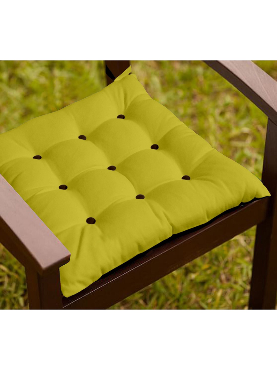 

Lushomes Yellow & Brown Dining Chair Pad