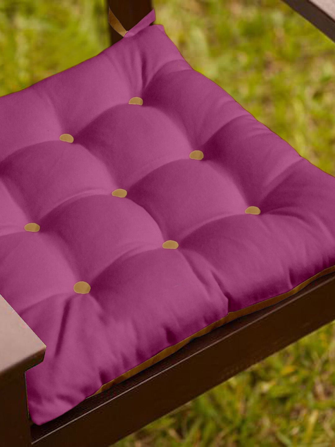 

Lushomes Purple & Beige Solid Half Panama Bi-Colour Chair Cushion
