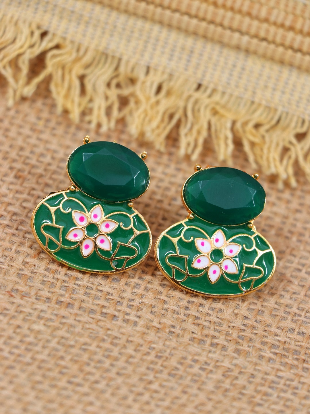 

Crunchy Fashion Green Contemporary Gold-plated Studs Earrings