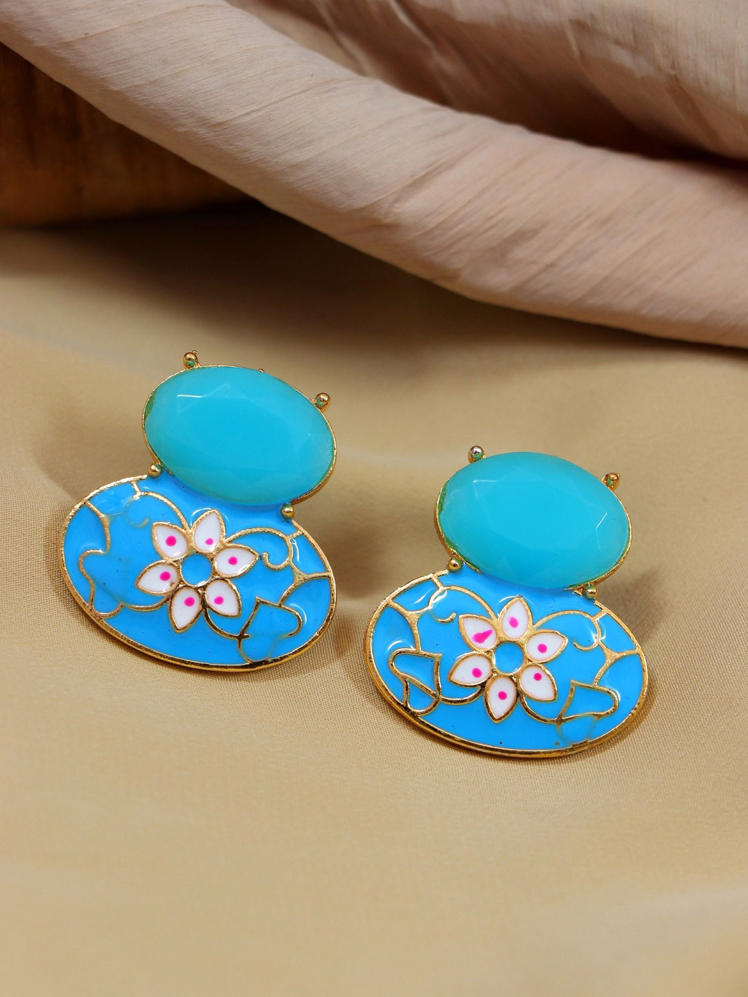 

Crunchy Fashion Blue Contemporary Gold-Plated Studs Earrings