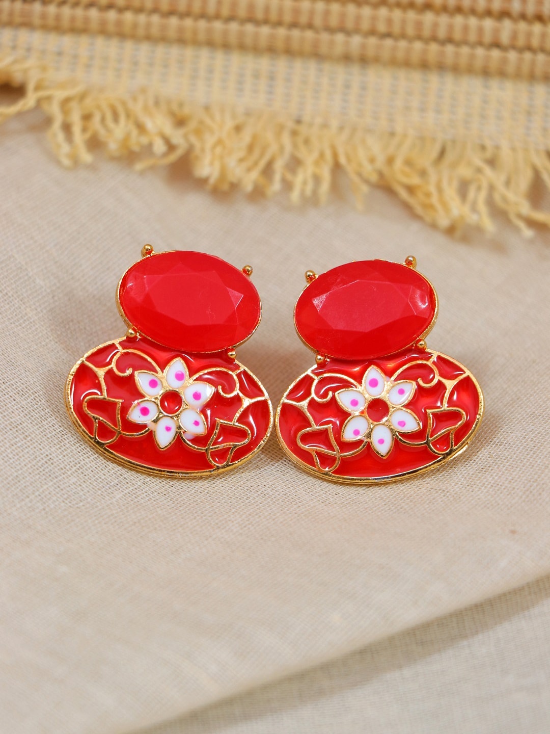 

Crunchy Fashion Red Gold Plated Contemporary Studs Earrings