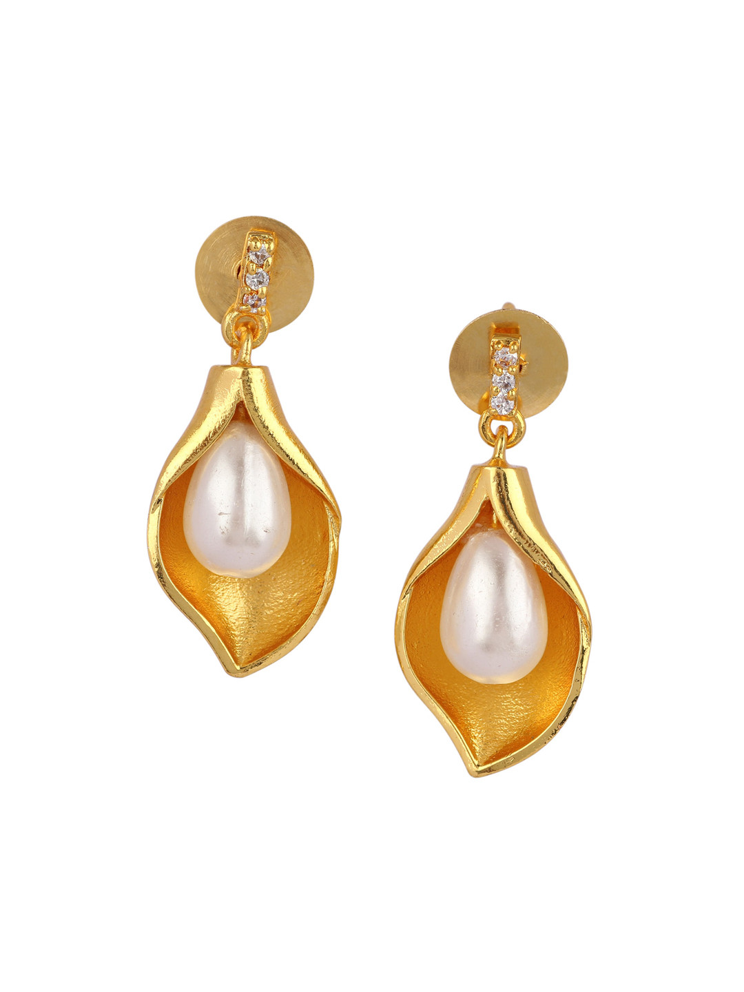 

Silgo Gold-Plated Pearls Teardrop Shaped Drop Earrings