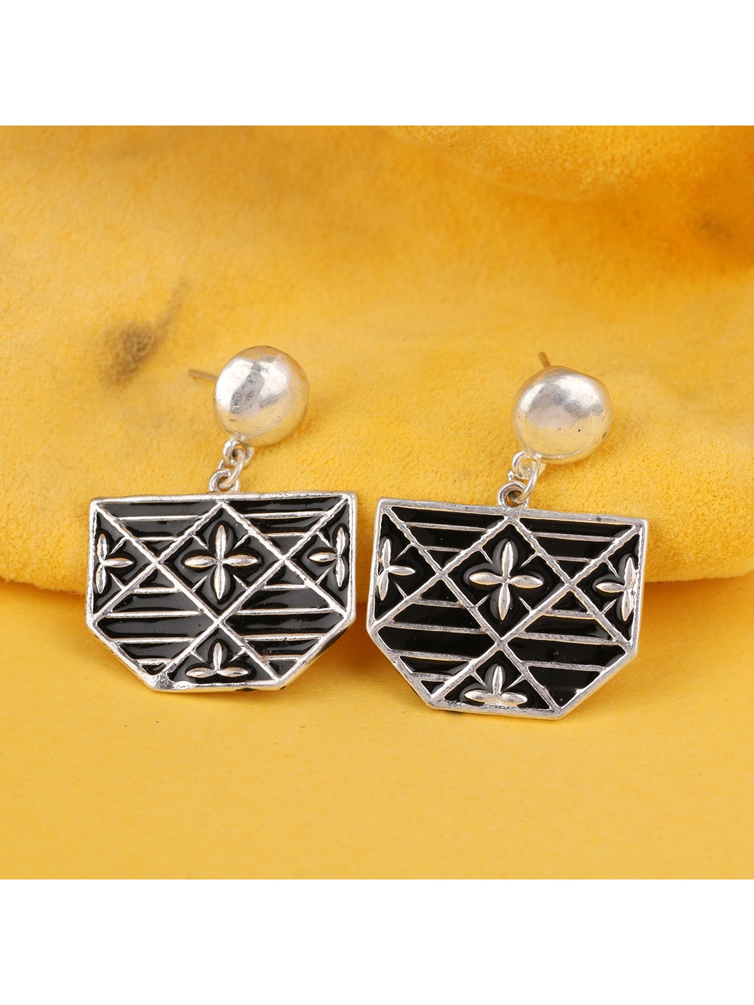 

Silgo Silver-Toned & Plated Contemporary Drop Earrings