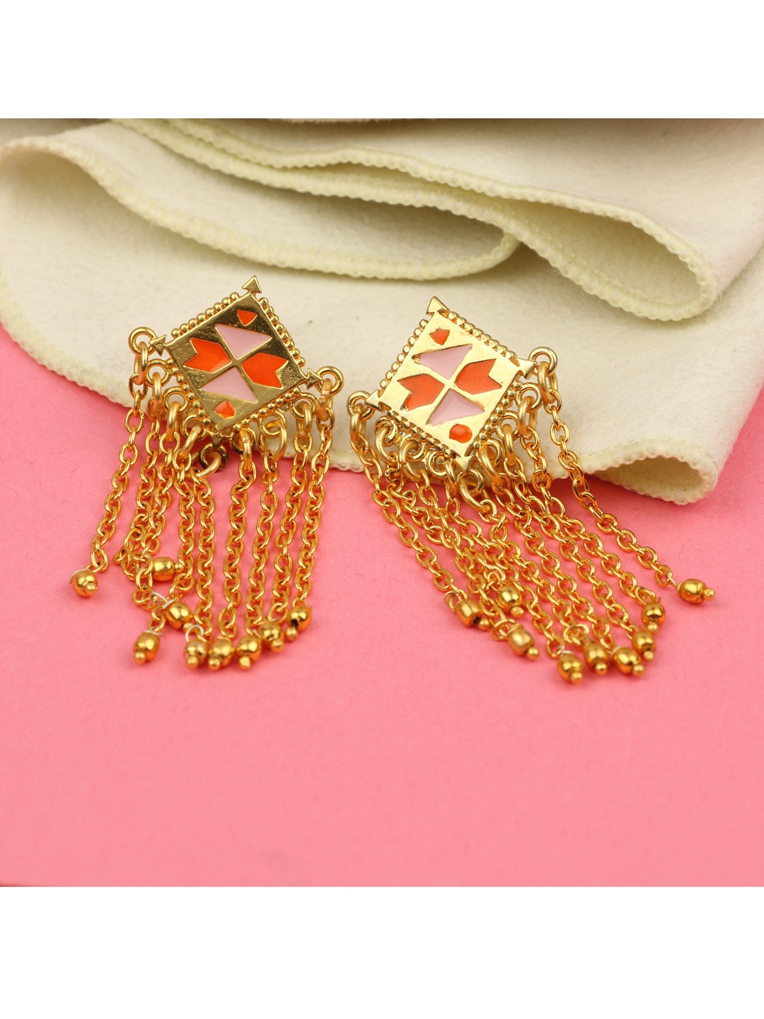 

Silgo Gold-Toned & Plated Contemporary Chandelier Drop Earrings