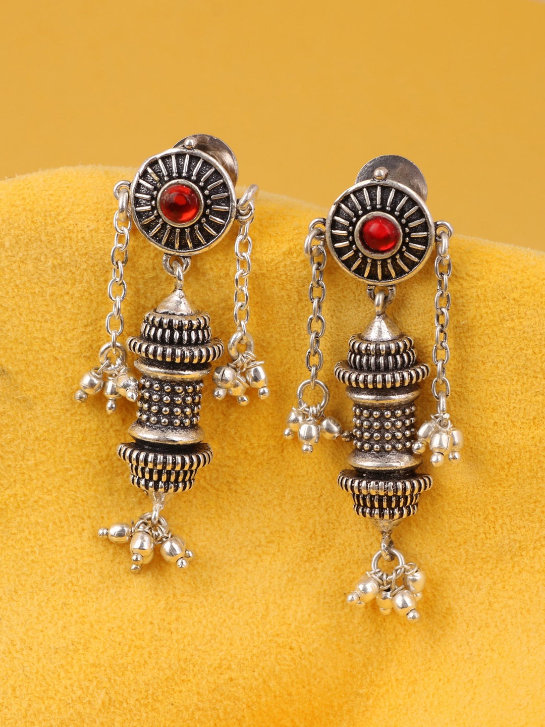 

Silgo Silver-Plated Contemporary Jhumkas Earrings