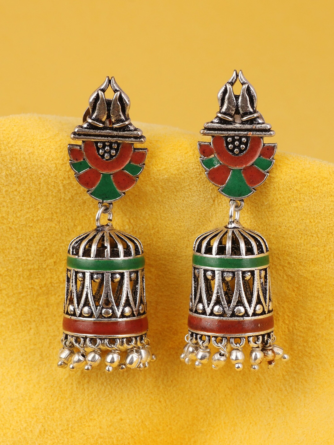 

Silgo Silver-Plated Contemporary Jhumkas