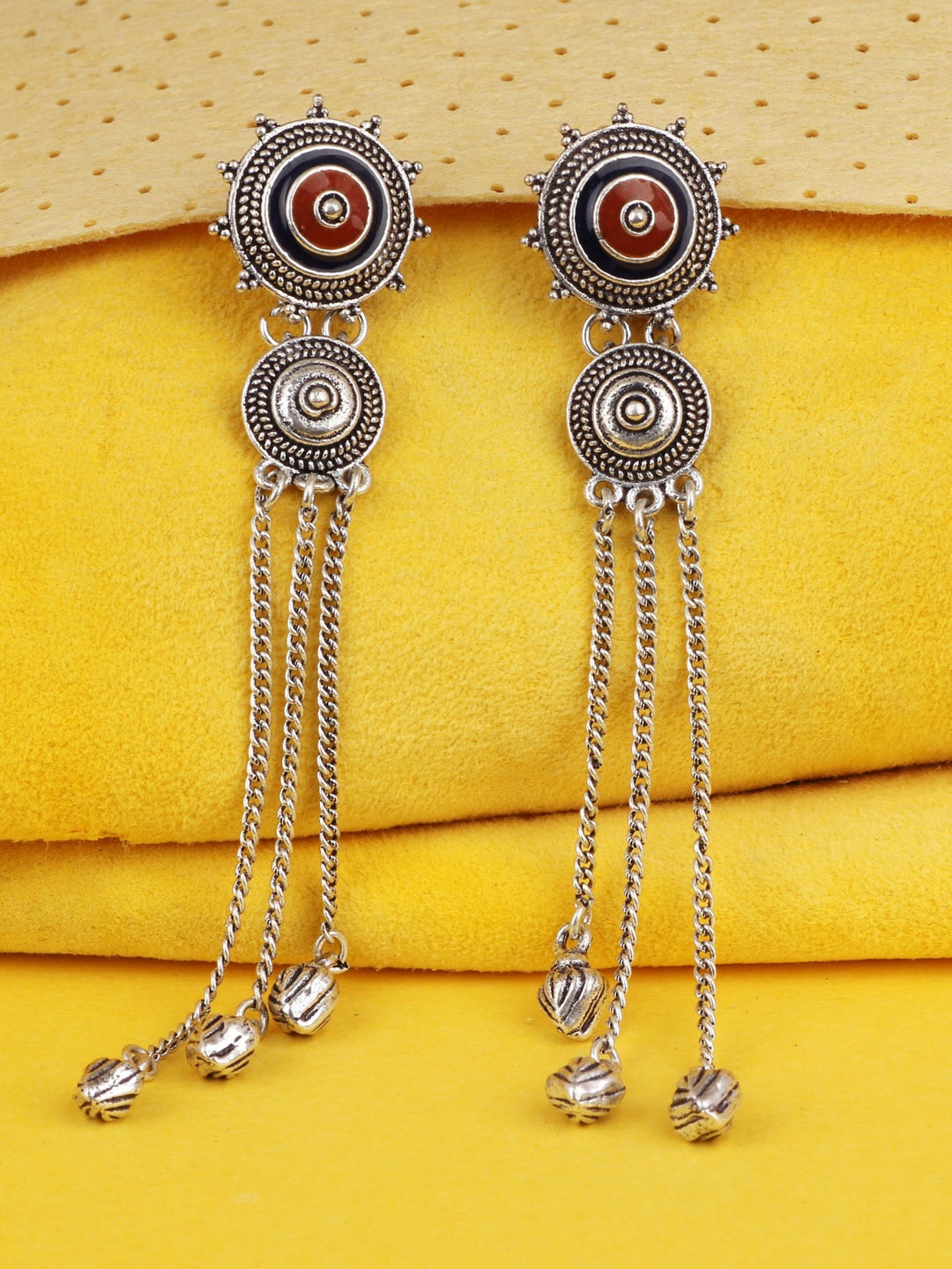 

Silgo Silver-Plated Contemporary Drop Earrings