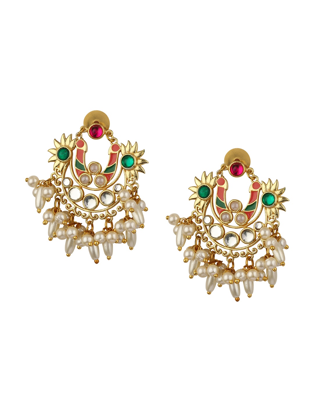 

Silgo Gold-Plated Contemporary Chandbalis Earrings