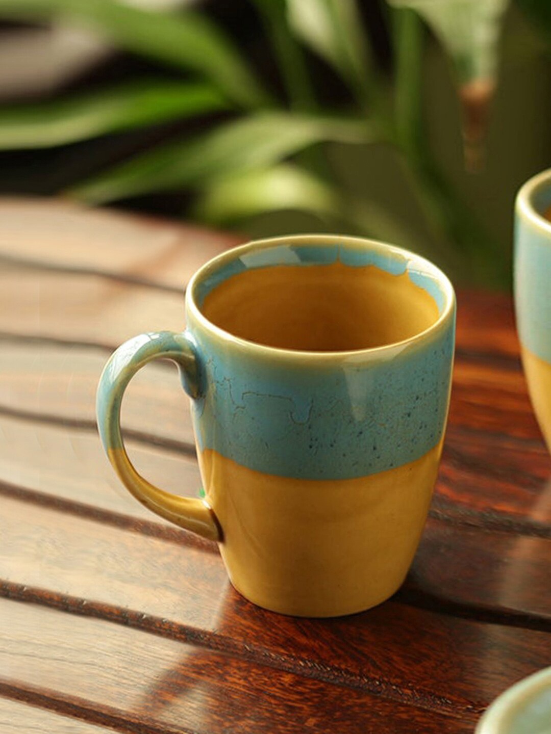 

ExclusiveLane Yellow & Blue Solid Ceramic Glossy Coffee Mug