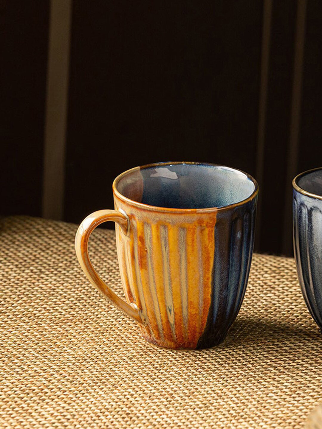 

ExclusiveLane Brown & Yellow Handcrafted Textured Ceramic Glossy Coffee Mugs (300 ML)