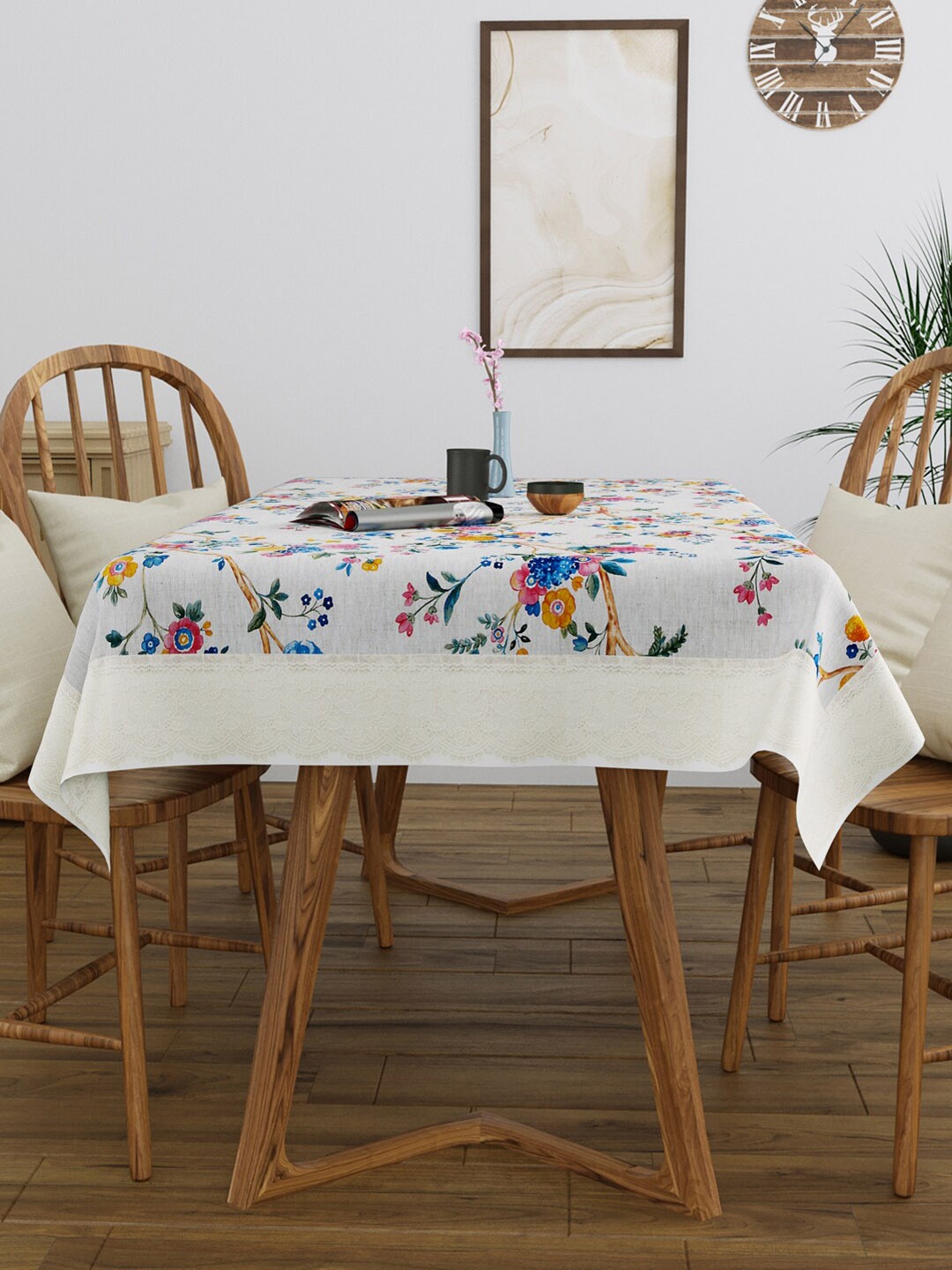 

Clasiko Yellow & Blue Floral Printed 4-Seater Rectangular Table Cover