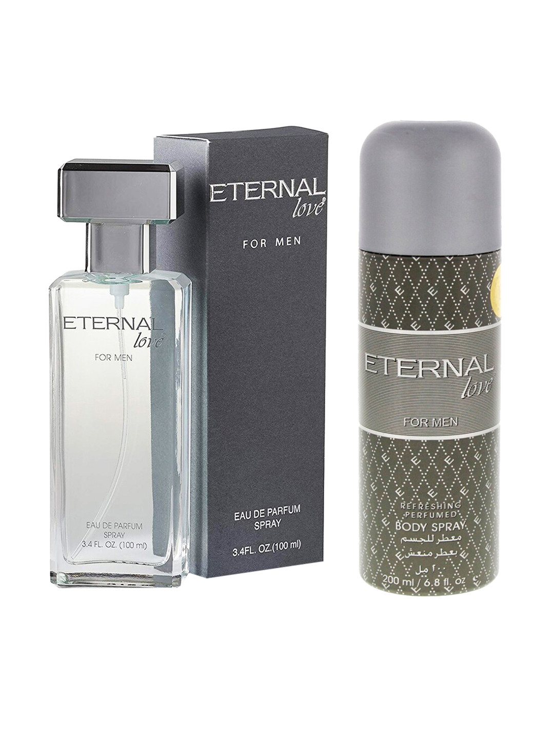 

ETERNAL Love Men Set of Eternal Love Eau De Parfum & Body Spray, Grey